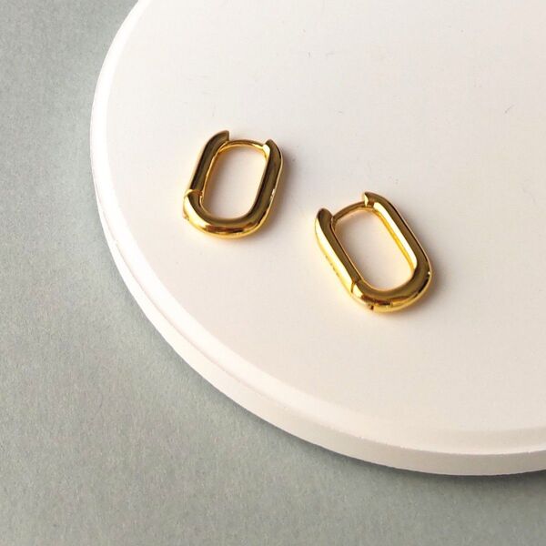 【アレルギー対応】ミニフープピアス スクエア ゴールド S925 韓国 小ぶり 小さなピアス 匿名配送 #14