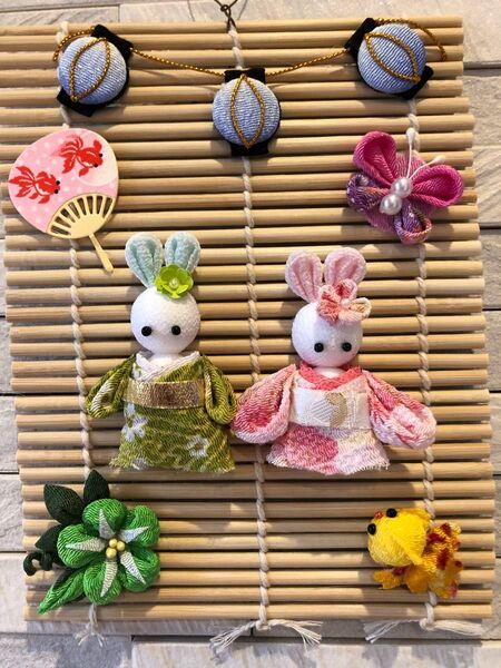 壁飾り(浴衣で夏祭り)