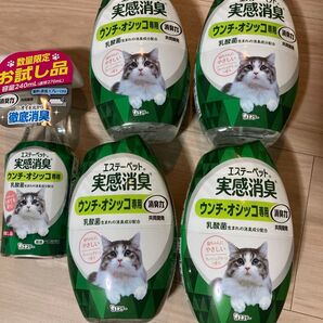 エステーペット 猫用 実感消臭スプレー1本&置き型 400ml×4個 計5点