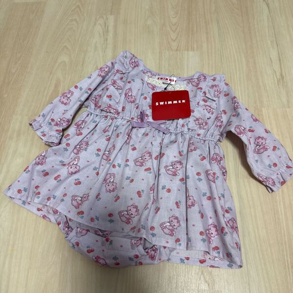 新品swimmer長袖ロンパース女の子70cmピンクパープル 女の子 子供服 長袖 baby