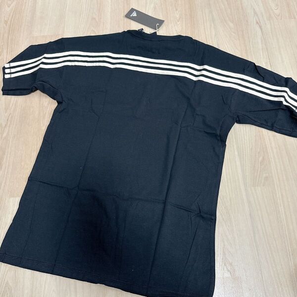 新品adidas綿100%半袖TシャツメンズSサイズ スリーストライプス黒 Tシャツ 半袖 ブラック 半袖Tシャツ