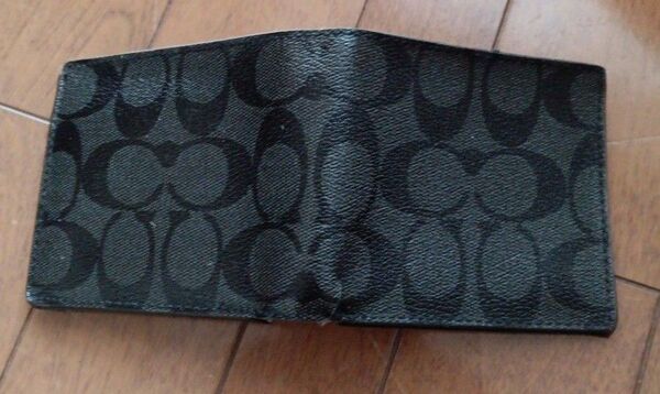 COACH 二つ折り財布 ブラック COACH シグネチャー コイン ウォレット F75006 CQ/BK(チャコール/ブラック)