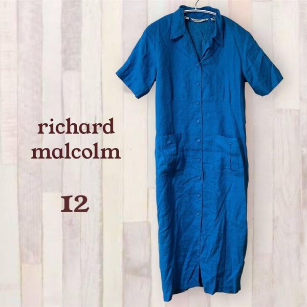 richard malcolm 半袖 ワンピース リネンシャツ 水色 L ブルー