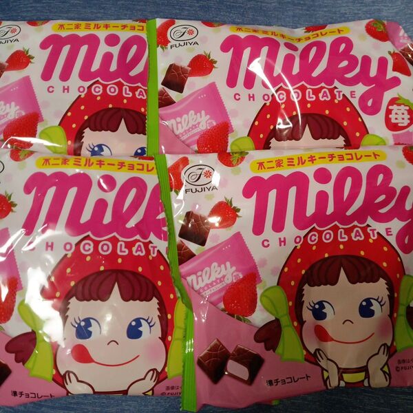 不二家ミルキーチョコレート 苺×4袋