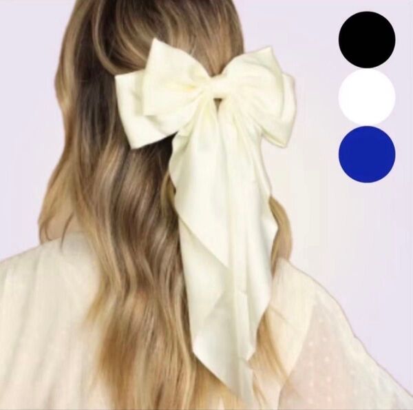 ヘアクリップ バレッタ 髪留め リボン 大きめ ヘアアレンジ ヘアアクセ 韓国 白 ホワイト