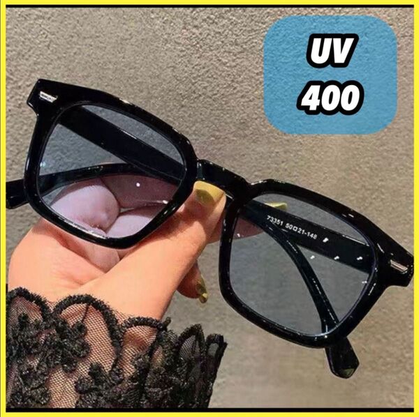 レディース ウェリントン 韓国 サングラス 夏 UV400 青レンズ 男女兼用 ブルーレンズ 紫外線対策 メンズ