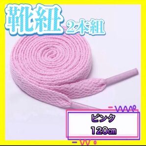 靴紐 ピンク スニーカー 120cm 平紐 NIKE ナイキ adidas アディダス vans バンズ フラット