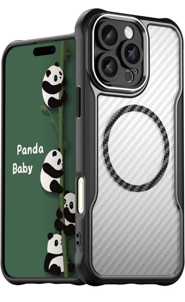 Panda Baby iPhone 16 Proケース MagSafe対応 半透明カバー 薄型 耐衝撃バンパー マット質感