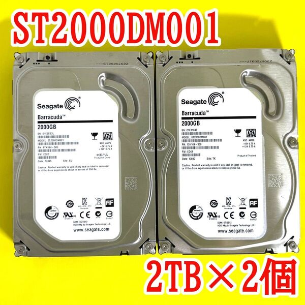 ★ 2個セット ★ 2TB ★ ST2000DM001 / Seagate【使用時間:18h&18h】3.5インチ SATA