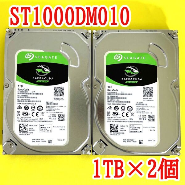 ★ 2個セット ★ 1TB ★ST1000DM0010 / Seagate【使用時間:6h&6h】新品同様 3.5インチ SATA