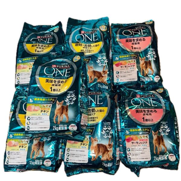 【7袋セット】ピュリナ ワン 美味を求める 1歳以上 ドライ チキン サーモン ツナ 2kg 猫 キャットフード