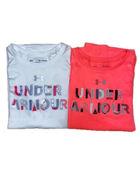 UNDER ARMOUR 半袖Tシャツ トレーニングウェア 2枚セット YXL(キッズ160)ホワイト&ピンク