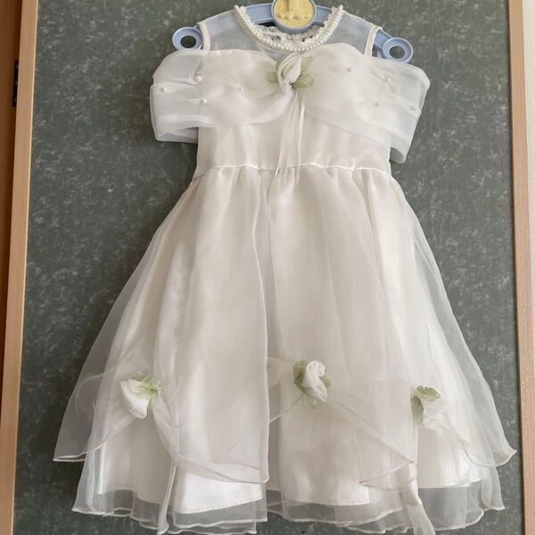 フォーマルドレス 女の子 100cm オフホワイト 結婚式 発表会