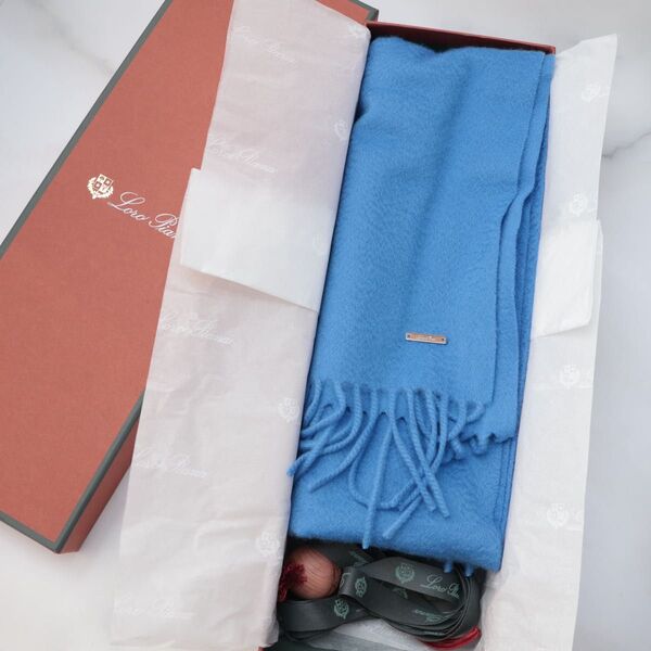 未使用 ロロピアーナ Loro Piana カシミヤ マフラー ブルー