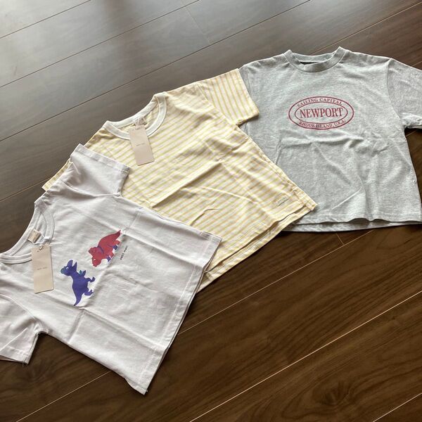 新品未使用☆petit main 恐竜プリント Tシャツ110cm 3枚セット
