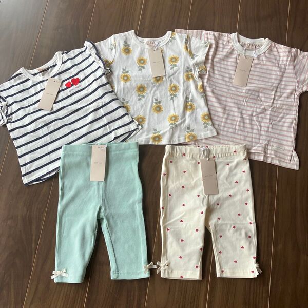 新品未使用☆petit main Tシャツ パンツ 5枚セット 90cm