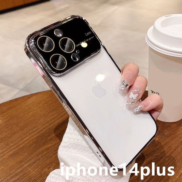 iphone14plusケース カーバー TPU 指紋防止耐衝撃ホワイト1