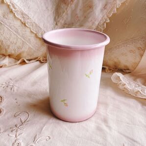 お値下げ☆イマン☆プチローズホーローツールスタンドツール立てマニーローズバスケット薔薇 imaneフレンチカントリー雑貨琺瑯