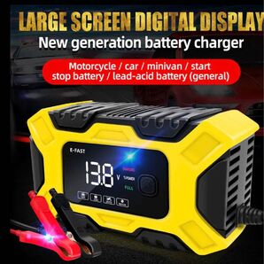 12v-6Aバッテリー充電器/大型LEDデジタルディスプレイ/チャージャー/修復機 パルスバッテリー充電器 バッテリーチャージャー