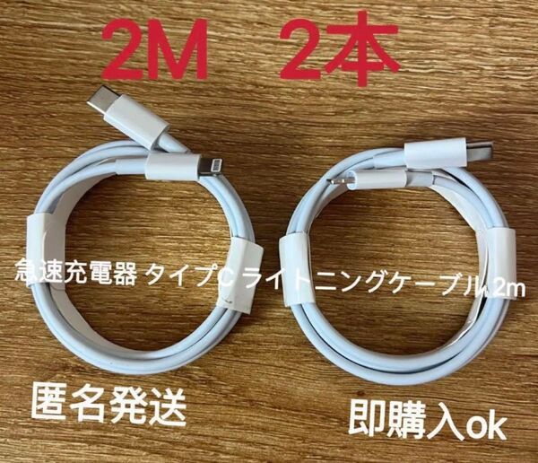 Iphone 急速充電器 タイプC ライトニングケーブル 2m2本