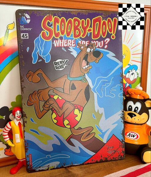 SCOOBY-DOO スクービー・ドゥー ブリキ看板 アメリカン雑貨 アメコミ アメリカンフェンス アメリカンガレージ アメキャラ