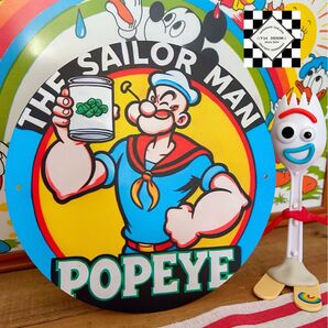 ポパイ③ ブリキ看板 アメリカン雑貨 アメリカンフェンス アメリカンガレージ 看板 世田谷ベース アメコミ メタルサイン