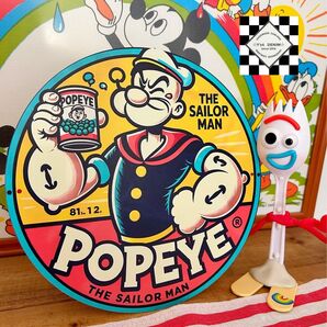 ポパイ④ ブリキ看板 アメリカン雑貨 アメリカンフェンス アメリカンガレージ 看板 世田谷ベース アメコミ メタルサイン