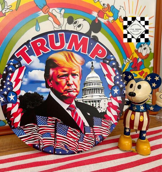 【ラスト1点】トランプ大統領⑦ ブリキ看板 アメリカン雑貨 アメリカンガレージ グッズ プレート ドナルドトランプ 世田谷ベース