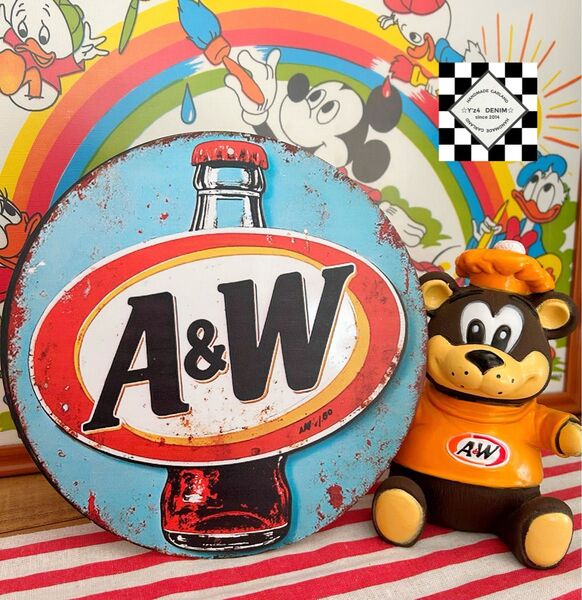 ルートビア28 A&W ブリキ看板 アメリカン雑貨 看板 アメリカンガレージ メタルプレート 世田谷ベース アメリカンフェンス