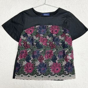 Lois CRAYON ロイスクレヨン Tシャツ 刺繍 花柄 切り替え M