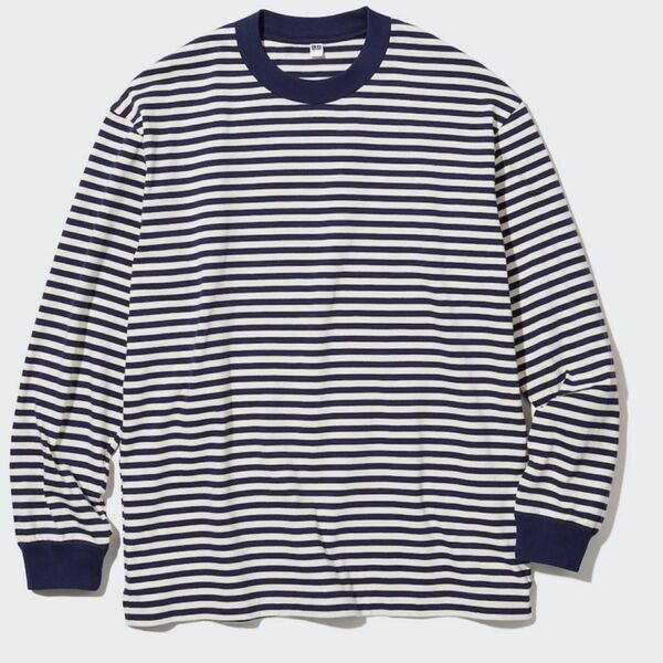 UNIQLO(ユニクロ)☆ウォッシュコットンボーダークルーネックTシャツ