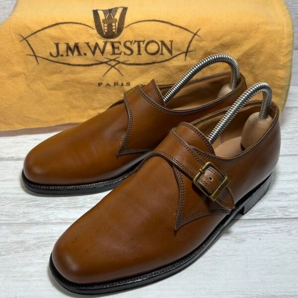 保存袋付 廃番 J.M.WESTON ウエストン シングルモンクストラップ