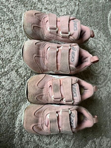 asics キッズ スニーカー ピンク 2足セット 16cm 17.5cm