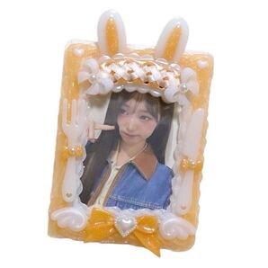 716 ホイップデコ ラメ入りオレンジ うさ耳レースアップ ヘッドドレス フォーク ナイフ 置き画 エンジェル 天使 羽