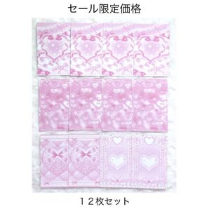 【セール限定価格①】トレカ台紙 韓国作家 ピンク系統 リボン ギンガムチェック 12枚セット まとめ売り 匿名配送 ねこ耳 猫耳