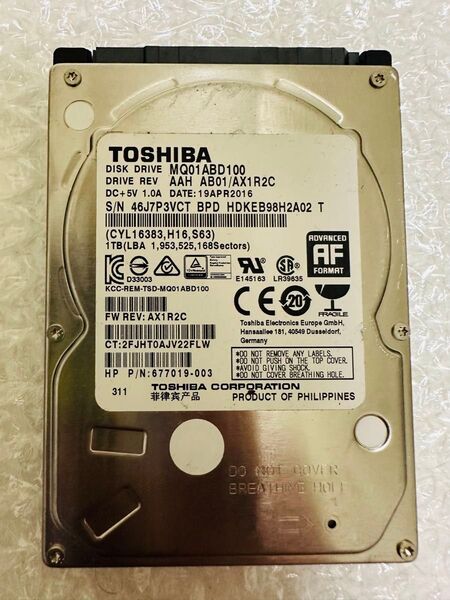 TOSHIBA MQ01ABD100 1TB HDD