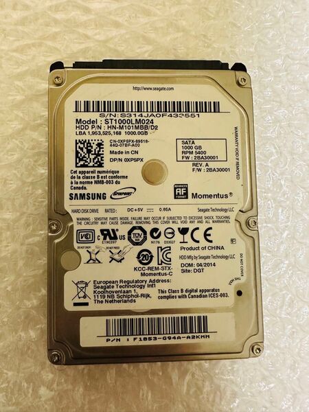 Seagate 1TB ハードディスク ST1000LM024 Momentus