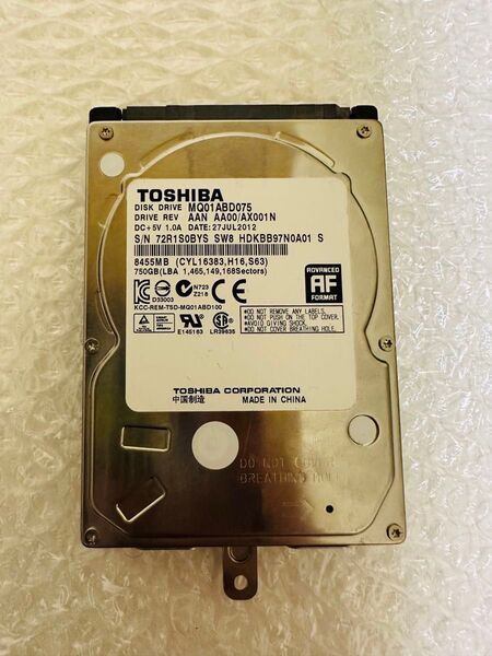 TOSHIBA MQ01ABD075 2.5インチHDD 750GB