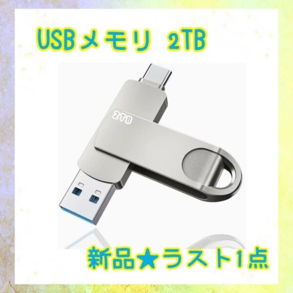 ★新品★大特価★ラスト1点 USBメモリ 2TB 2in1 外付け スマホ pc対応 防水 防塵