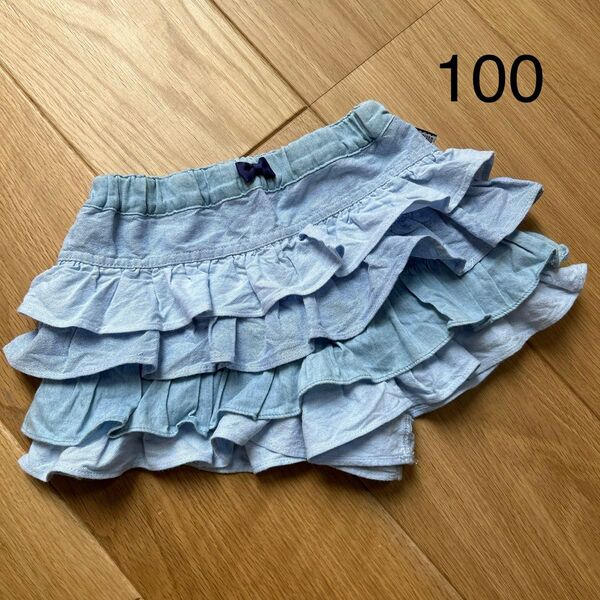 メゾピアノ 多段 フリル デニム ショートパンツ 100