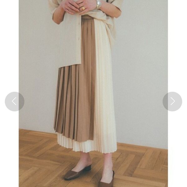 CLANE BI COLOR PLEATS SKIRT ベージュ クラネ バイカラープリーツスカート ロング