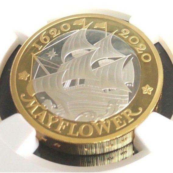 【最高鑑定】NGC PF70 メイフラワー号400周年 ピェフォー銀貨 ほぼ純銀 エリザベス女王 ultra cameo