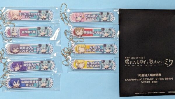 9種 劇場版 プロセカ 入場者特典 16週目 アクリル称号キーホルダー プロジェクトセカイ 壊れたセカイと歌えないミク