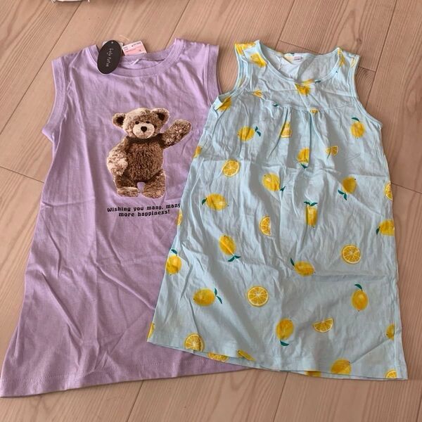 タンクトップ ワンピース セット 110 ノースリーブ チュニック 女の子 レモン ベア