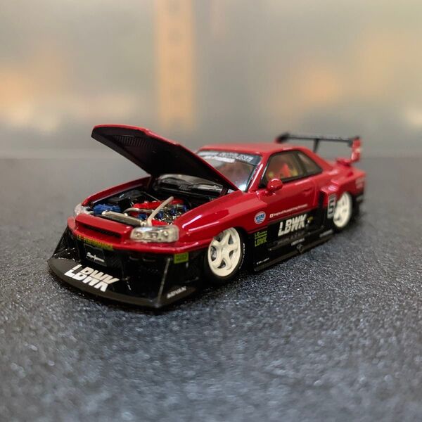 05 美品 LBWK リバティウォーク スカイライン ER34 ワイドフェンダー 1/64スケール ダイキャストミニカー