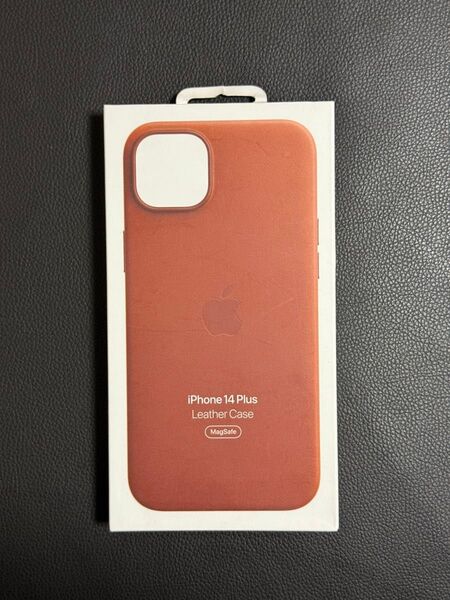 美品 Apple アップル 純正 iPhone 14 Plus レザーケース・アンバー