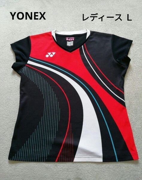 YONEX ヨネックス バドミントンウェア ゲームシャツ レディース L ユニフォーム ゲームウェア 半袖Tシャツ ブラック 黒