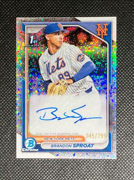 2024 Bowman Chrome Brandon Sproat Speckle Refractor Auto Mets