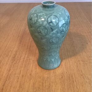 お買い得! 韓国 壺 花瓶 青磁 天馬窯 陶磁器 置物 送料無料!