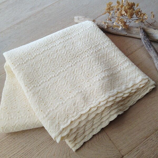 【New*】ダブルガーゼ *コットン刺繍レース生地 * スカラップ
